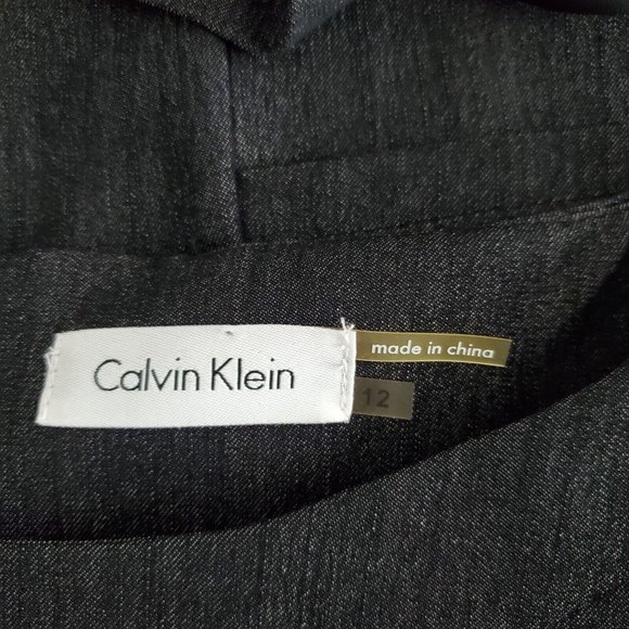 Calvin Klein Womens Ruffled Sleeveless Sheath Dress Size 12 Black Stretch Career - Picture 4 of 9